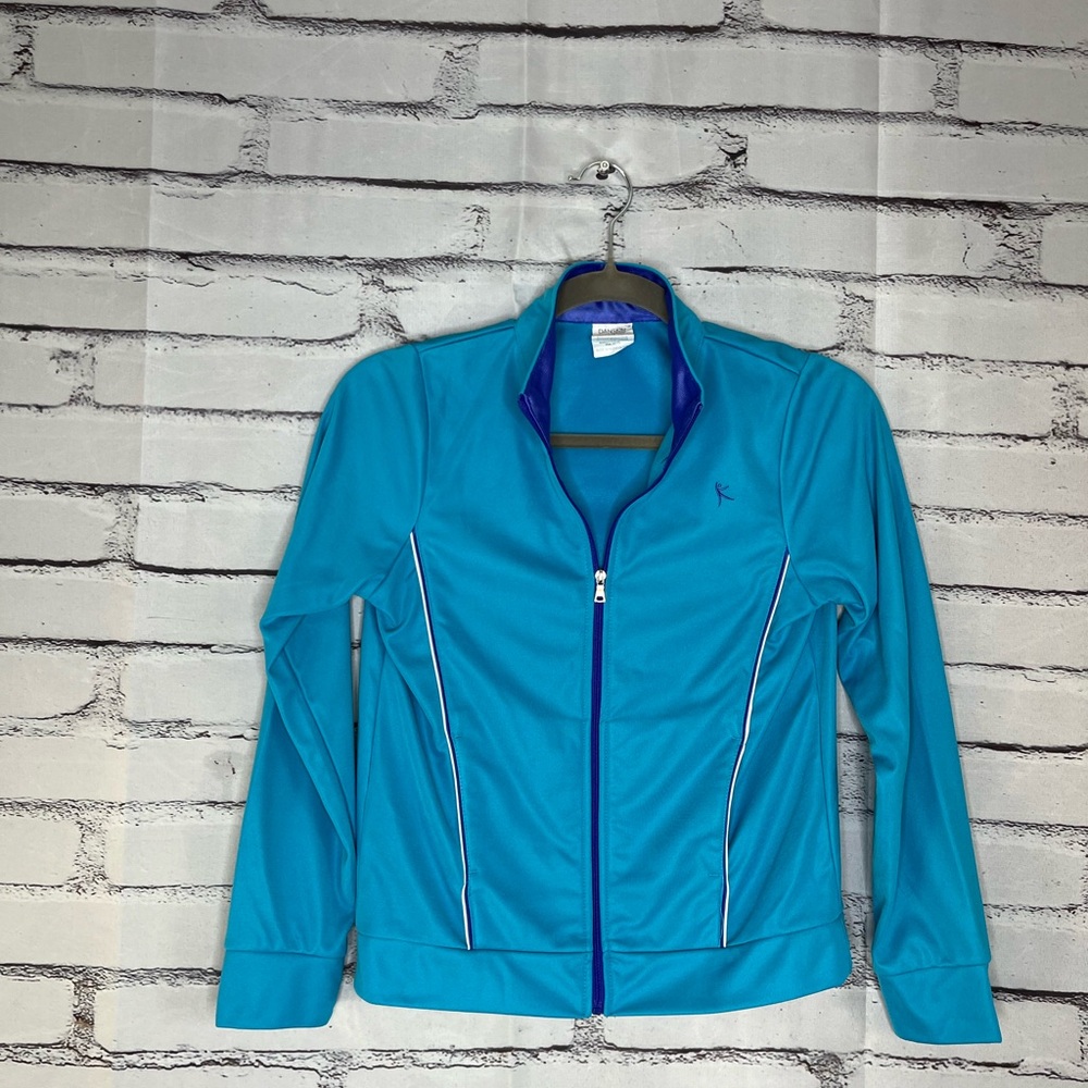 Danskin Vintage Retro Pastel Blue Athletic Sweatshirt Lightweight 1/4 Zip SZ L